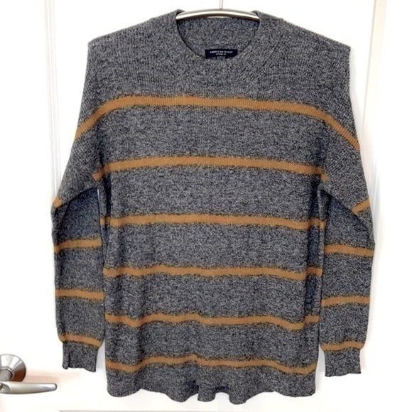AMERICAN EAGLE OUTFITTERS | Women’s Gray & Orange Horizontal Striped XS Sweater - Picture 1 of 5